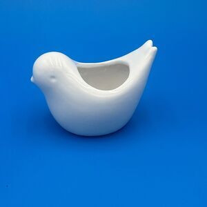 White Ceramic Bird Planter Small Vase Minimalist Home Decor